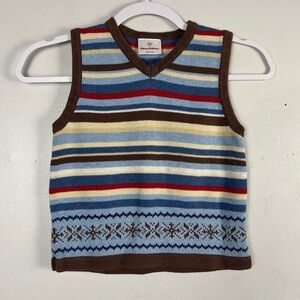 Hanna Anderson Holiday Cotton striped isle vest size 4